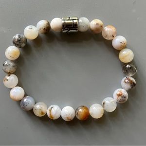 Natural Australian Dendritic Chalcedony Handcrafted Bead Bracelet